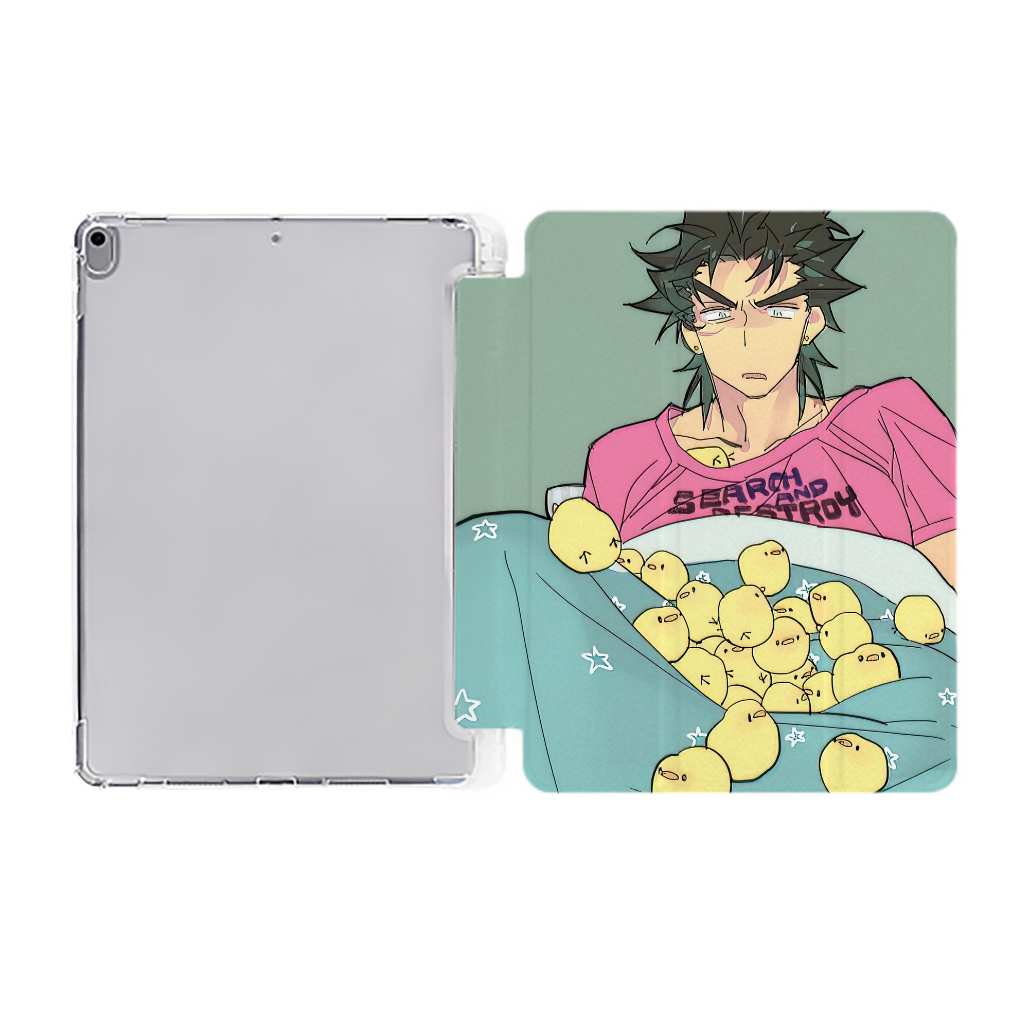 （画像用） ジョジョの奇妙な冒険 JoJo's Bizarre Adventure IPad ケース ペン収納付き 三つ折りスタンド PUレザー×シリコン 対応機種9.5/10.5/10.9インチ